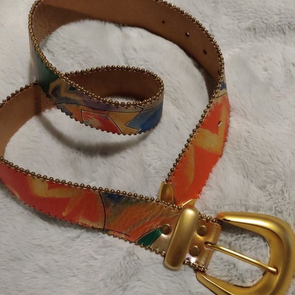 Belts by Simon metallic multi colored leather belt large - Picture 16 of 16